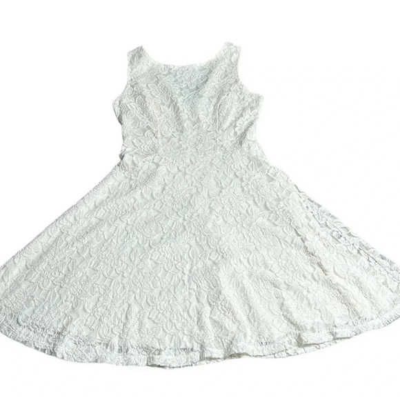 Vtg,lace all over,lined ,fit&Flare dress,size  5.feminine, Y2K,ivory,SPEECHLESS - Picture 7 of 13
